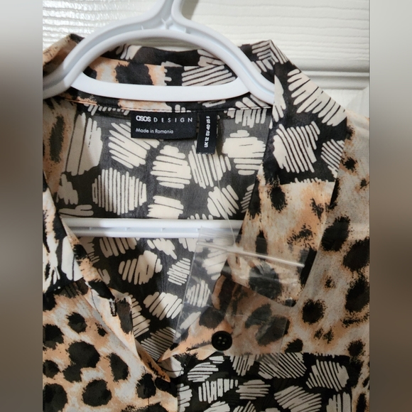 ASOS DESIGN Long Sleeve Soft Shirt, Mixed Animal Print, Size US 8 - Picture 7 of 7